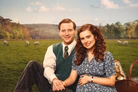 All Creatures Series 4: Nicholas Ralph (James Herriot) & Rachel Shenton (Helen Alderson) in the latest preview images (which clearly show a baby bump). Picture: Channel 5/Playground
