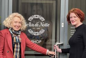 (from left)  Susan Johnson, founder of Bella di Notte and Jo Ritzema, Managing Director of WCF, at Bella di Notte's retail store and mail-order business in Malton