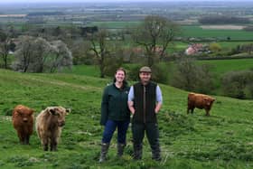 Gavin and Becks Lonsdale with their Highland Cattle at Bishop Wilton.
