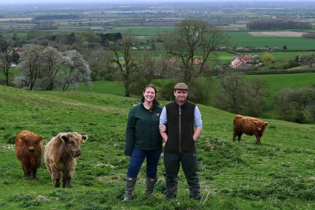 Gavin and Becks Lonsdale with their Highland Cattle at Bishop Wilton.