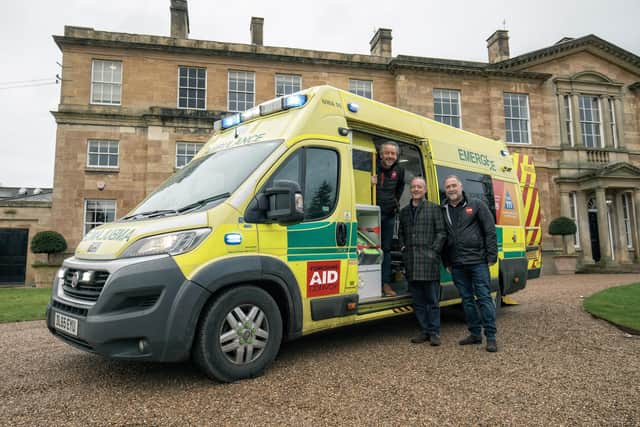 Gary Dooley, Yorkshire Aid Convoy Trustee, Jonathan Turner, Chief Executive of Bayford Group, and Mark Murphy, Founder of Yorkshire Aid Convoy