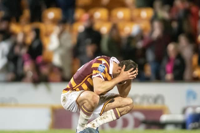 DISAPPOINTMENT: Bradford City centre-back Sam Stubbs at the final whistle