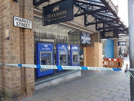 A man has died after a car crashed into Halifax Bank, in Halifax town centre. Photo: Halifax Courier