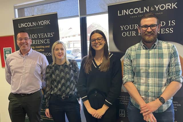 Left to right: Ian Bryson, Managing Director at Lincoln & York, Keely Wade, Marketing Manager at Lincoln & York,  Erin Jones, Senior Consultant at Aberfield Communications and Chris Tough, Coffee Buyer at Lincoln & York