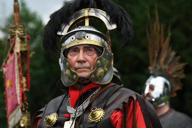 A man dressed up as a Roman at the Eboracum Roman Festival.