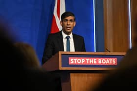 Prime Minister Rishi Sunak holds a press conference in Downing Street.