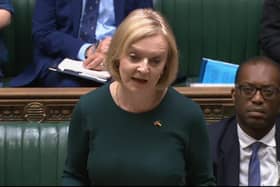Prime Minister Liz Truss speaking in the House of Commons, London, to set out her energy plan to shield households and businesses from soaring energy bills.(House of Commons/PA Wire)
