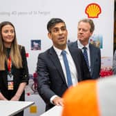 Prime Minister Rishi Sunak during a visit to Shell St Fergus Gas Plant in Peterhead, where he announced funding for the Acorn and Viking carbon capture projects as well as new licences for oil and gas exploration in the North Sea. (Photo by Euan Duff - WPA Pool/Getty Images)
