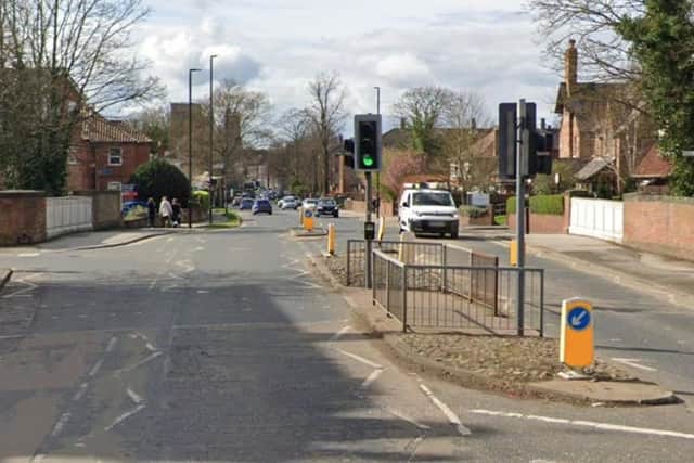 The traffic lights at the junction of Heworth Green and Dodsworth Avenue