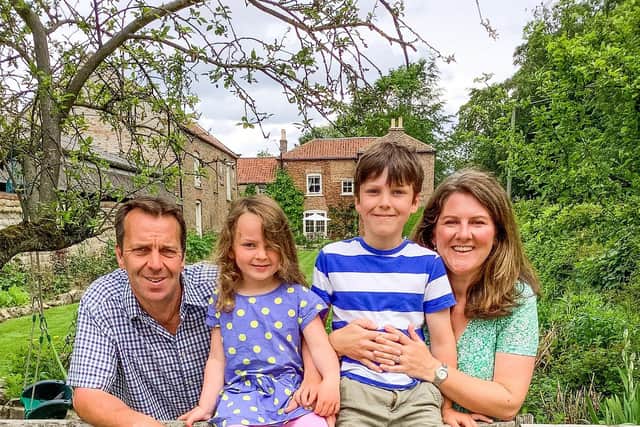 Pictured Rob and Emma Sturdy, with their children Lizzie, 5, and Sebastian, 8.
