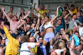 CELEBRATIONS:  Raphinha celebrates after helping to keep Leeds United in the Premier League in what proved to be his last game for the clubs