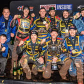 Sheffield Tigers after winning the Grand Final during the Sports Insure Premiership Grand Final Second Leg match between Sheffield Tigers and Ipswich Witches at Owlerton Stadium, Sheffield on Thursday 5th October 2023. (Picture: Ian Charles | MI News)