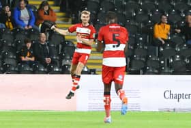 Hull City v Doncaster Rovers. George Miller celebrateds doncasters second goal