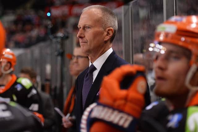 HALL OF FAMER: Sheffield Steelers head coach, Tom Barrasso - pictured during the 2018-19 season. Picture: Dean Woolley
