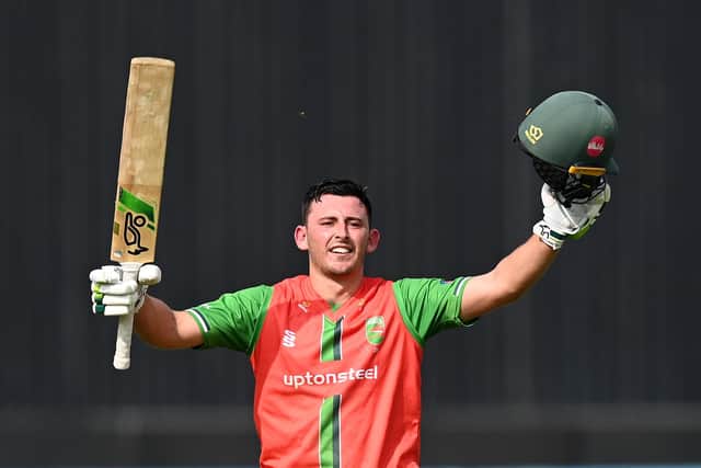 Not a bad week for Harry Swindells, who followed up his century in the One-Day Cup final on Saturday with the top score of 73 against Yorkshire on Thursday. Photo by Gareth Copley/Getty Images.