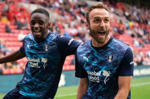 PROMISING: Rotherham United's Liam Kelly (right) celebrates after scoring against Charlton Athletic at The Valley. Picture: James Mannig/PA