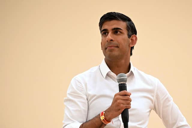 Rishi Sunak speaks to the audience during a Conservative Friends of India event at the Dhamecha lohana centre on August 22, 2022. PIC: Leon Neal/Getty Images