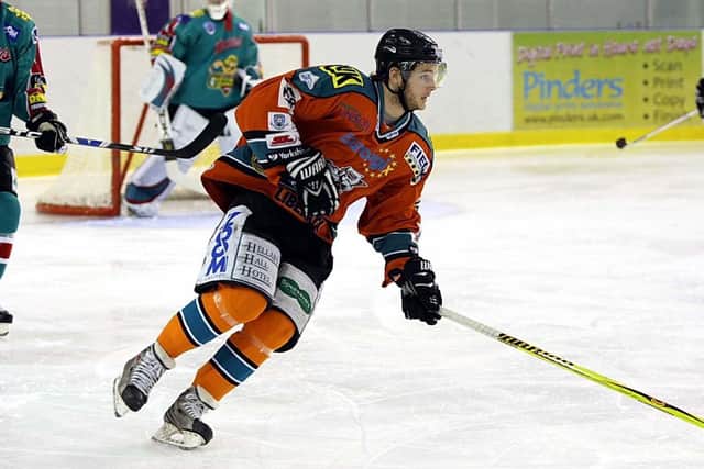 THAT WAS THEN: Sheffield Steelers' Robert Dowd, pictured in action against Belfast Giants back in October 2008. Picture courtesy of Steeles Media.