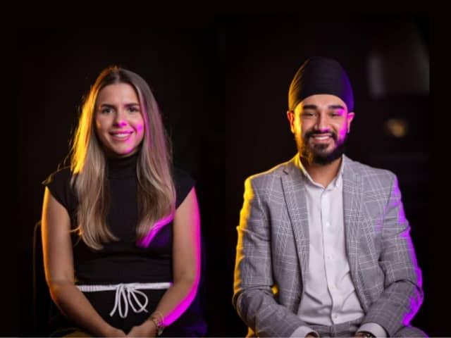 Emily Clarkson (left), and Jinder Toor (right)