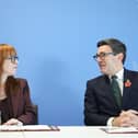 Housing Secretary Angela Rayner and Prime Minister Andy Burnham during England's first wildfire resilience summit. PIC: Temilade Adelaja/Press Association