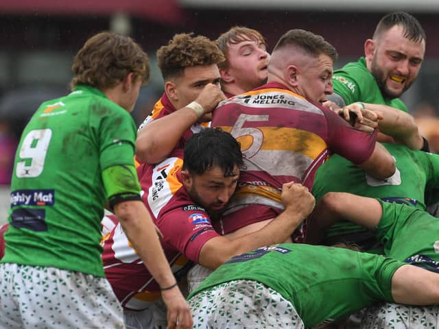 On the up: The green shirts of Wharfedale welcome Yorkshire rivals Hull on Saturday in a battle of two teams in National Two North's top five. (Picture: Neil Cross)