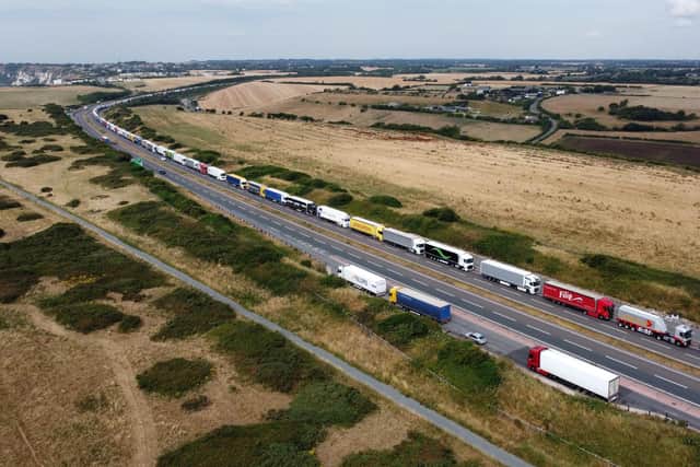 Stock image of lorries parked up