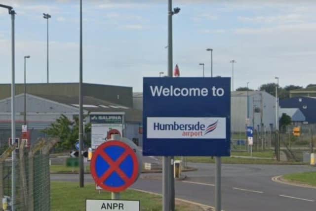 The entrance to Humberside Airport in Franklin Way, Kirmington, North Lincolnshire.