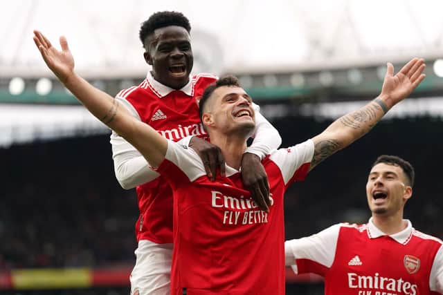 ICING ON THE CAKE: Arsenal’s Granit Xhaka celebrates scoring their side's fourth goal