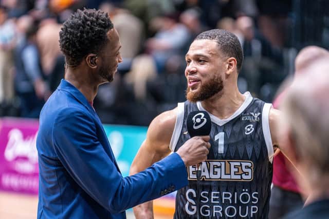 Drew Lasker interviewing a Newcastle Eagles where he himself had so much success as a player.