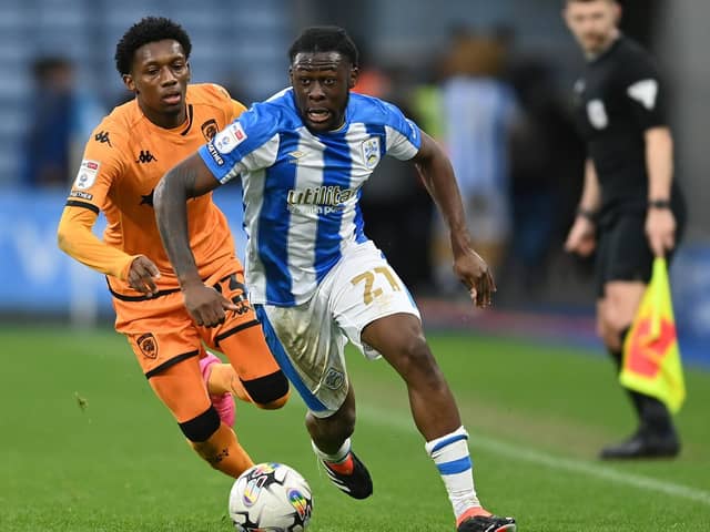 Huddersfield Town's Alex Matos in Championship action against Yorkshire rivals Hull City last month. Picture: Jonathan Gawthorpe.