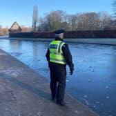 Police found the boys playing on the Rowntree Park pond in York this morning