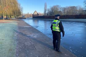 Police found the boys playing on the Rowntree Park pond in York this morning