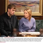 Editorial use only
Mandatory Credit: Photo by ITV/Mark Bruce/Shutterstock (14346989by)
Emmerdale - Ep 9915
Tuesday 13th February 2024
Eager to make Tom King, as played by James Chase, happy, Belle Dingle, as played by Eden Taylor-Draper, agrees to take his name and become Mrs King.
'Emmerdale' TV Show, Episodes 9914- 9931, UK - Feb 2024
Emmerdale, is a British ITV long running soap opera, known as Emmerdale Farm until 1989, set in Emmerdale, a fictional village in the Yorkshire Dales. It was created by Kevin Laffan and was first broadcast on 16 October 1972. It was originally produced by ITV Yorkshire and is still filmed in their Leeds studios.