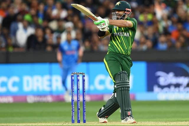 Incoming Yorkshire captain Shan Masood in action for Pakistan during the ICC Men's T20 World Cup match between India and Pakistan at Melbourne Cricket Ground on Sunday. (Picture: Quinn Rooney/Getty Images)
