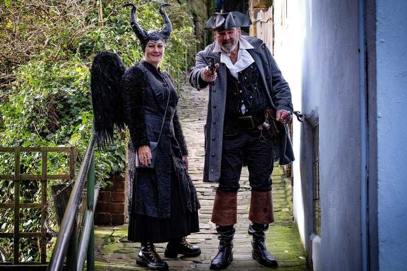 Whitby Goth Weekend 28th October, 2023. Nicki and Simon Parker from Lincoln
