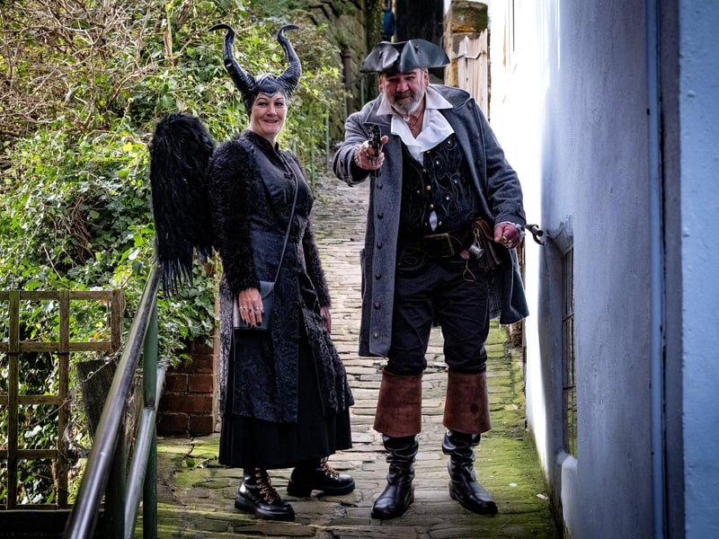 Whitby Goth Weekend 28th October, 2023. Nicki and Simon Parker from Lincoln
