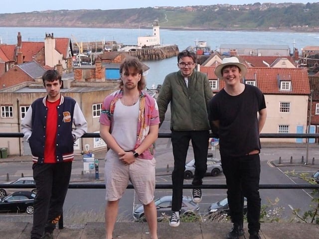 A still from the film featuring the primary cast. From left to right Aidan Mitchell, Thomas Dawes, Harry Lee and Leon Cole.