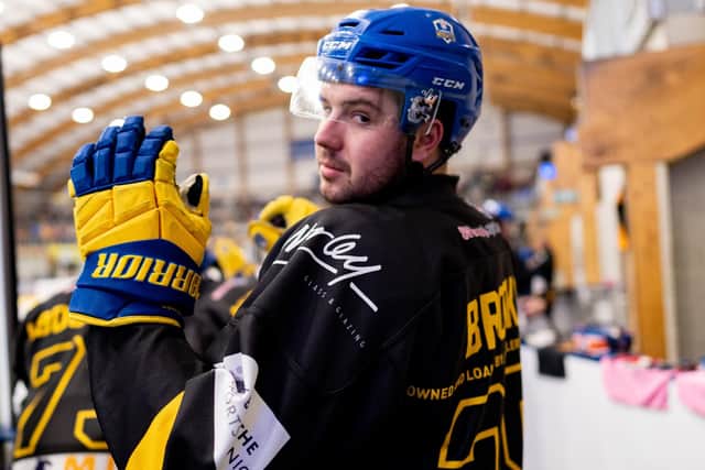 FRONT FOOT: Canadian-born import forward Zach Brooks has enjoyed a significant impact this season with Leeds Knights, in his first full year as a pro. Picture courtesy of Oliver Portamento