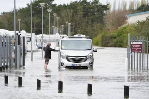 Recent flooding near a caravan self-storage in West Sussex. PIC: Gareth Fuller/PA Wire
