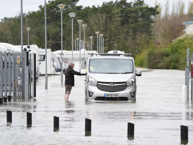 Recent flooding near a caravan self-storage in West Sussex. PIC: Gareth Fuller/PA Wire