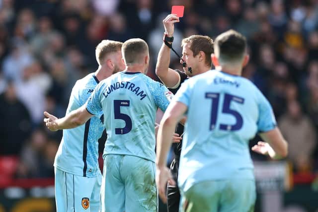 SEEING RED: John Lundstram is dismissed (Image: Simon Bellis / Sportimage)