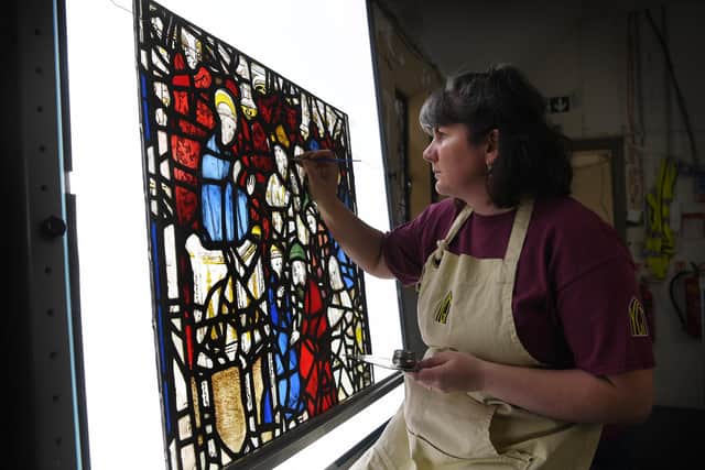 Sophie Gwynn Senior Stained Glass Conservator at York Glaziers Trust Picture Jonathan Gawthorpe