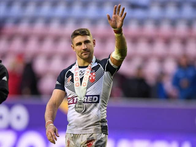 Man of the match Tommy Makinson after the game. (Photo by OLI SCARFF/AFP /AFP via Getty Images)