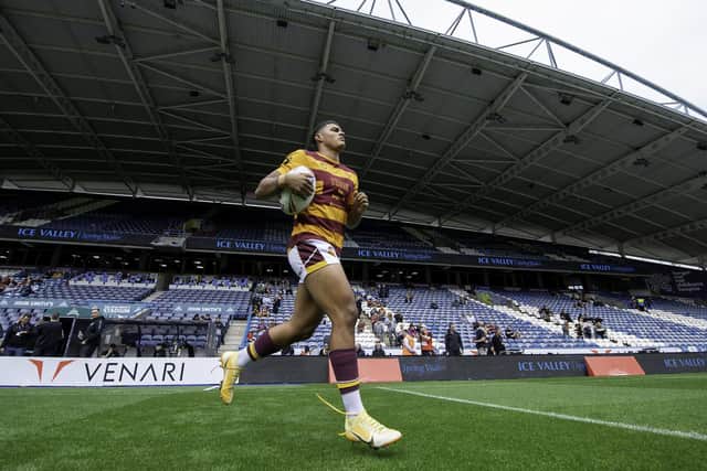 Will Pryce comes out to warm up at the John Smith's Stadium. (Photo: Allan McKenzie/SWpix.com)