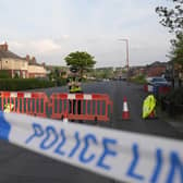 Police officers at the scene in Grimethorpe after more than 100 homes were evacuated in the former pit village after an Army bomb squad was deployed in the wake of a police operation. Photo credit: Danny Lawson/PA Wire