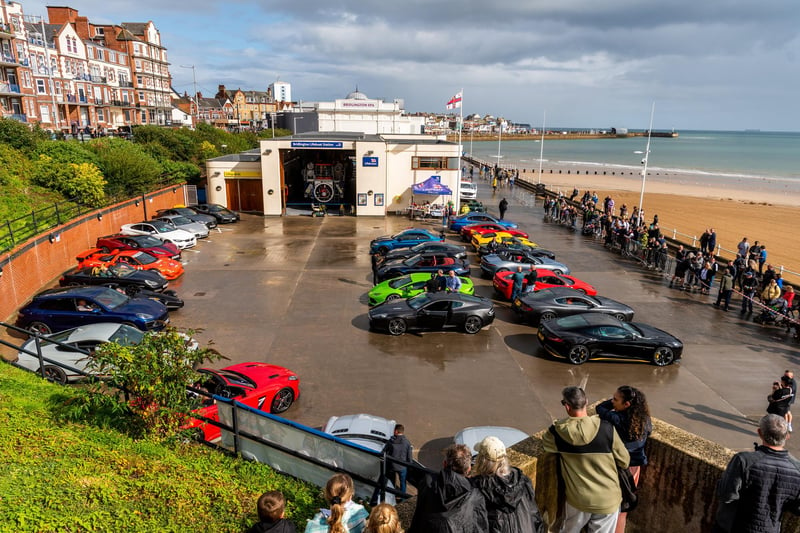 Cars gather by the Spa for the supercar rally