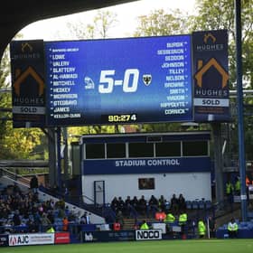JOB DONE: The Hillsborough scoreboard shows the scale of Sheffield Wednesday's win (Image: Steve Ellis)