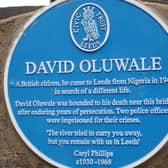 A David Oluwale memorial plaque pictured in 2022 in Leeds. PIC: Steve Riding.
