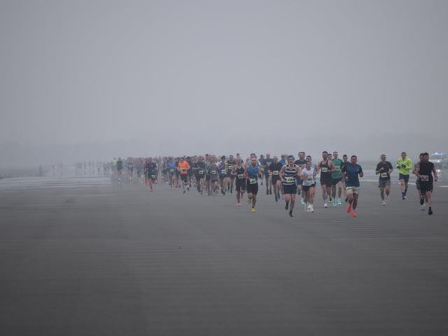 A gloomy start to the Run The Runway event at Doncaster Sheffield Airport