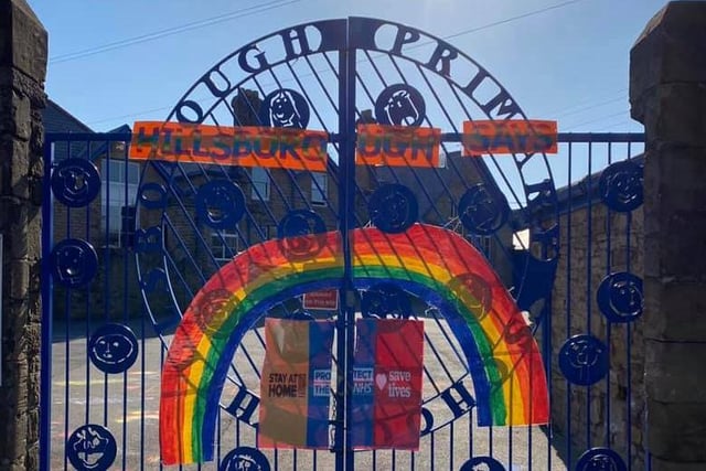 This colourful rainbow has been ceated by the children of Hillsborough Primary School, where there are many children of key workers.